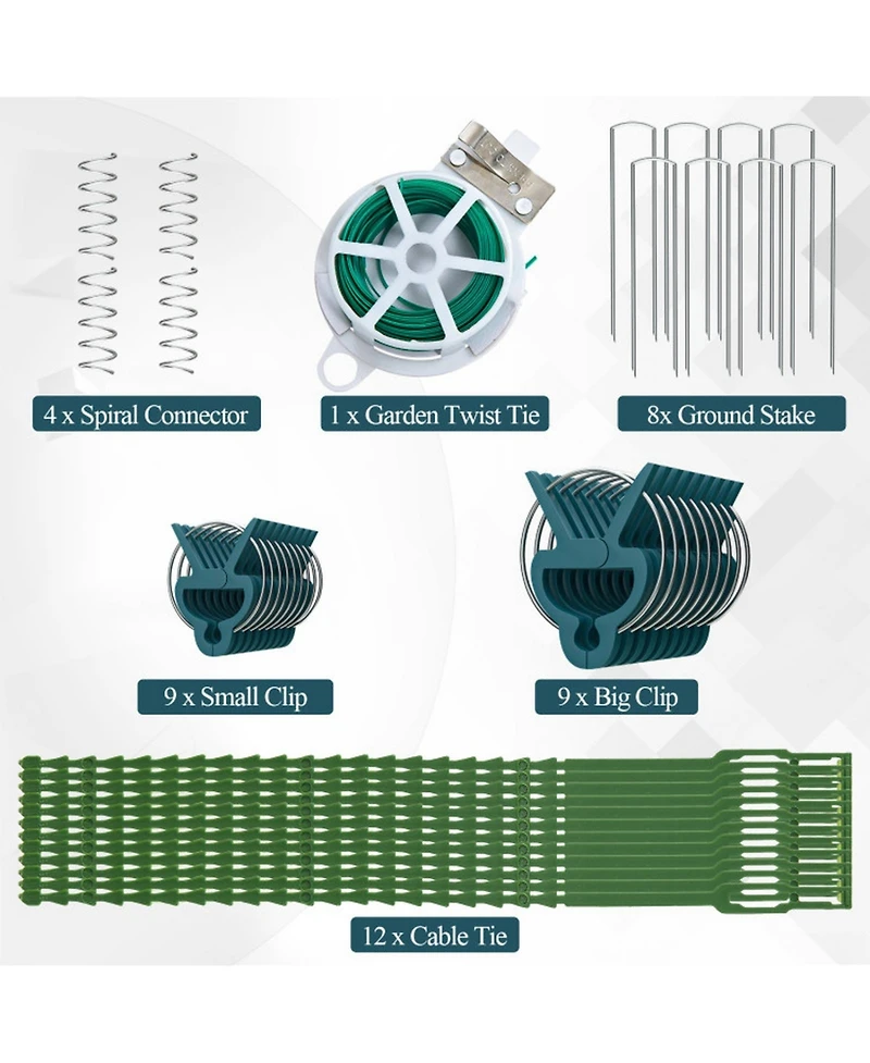 Gouun A-Frame Garden Trellis Set with Ground Stakes Cable Ties and Connectors