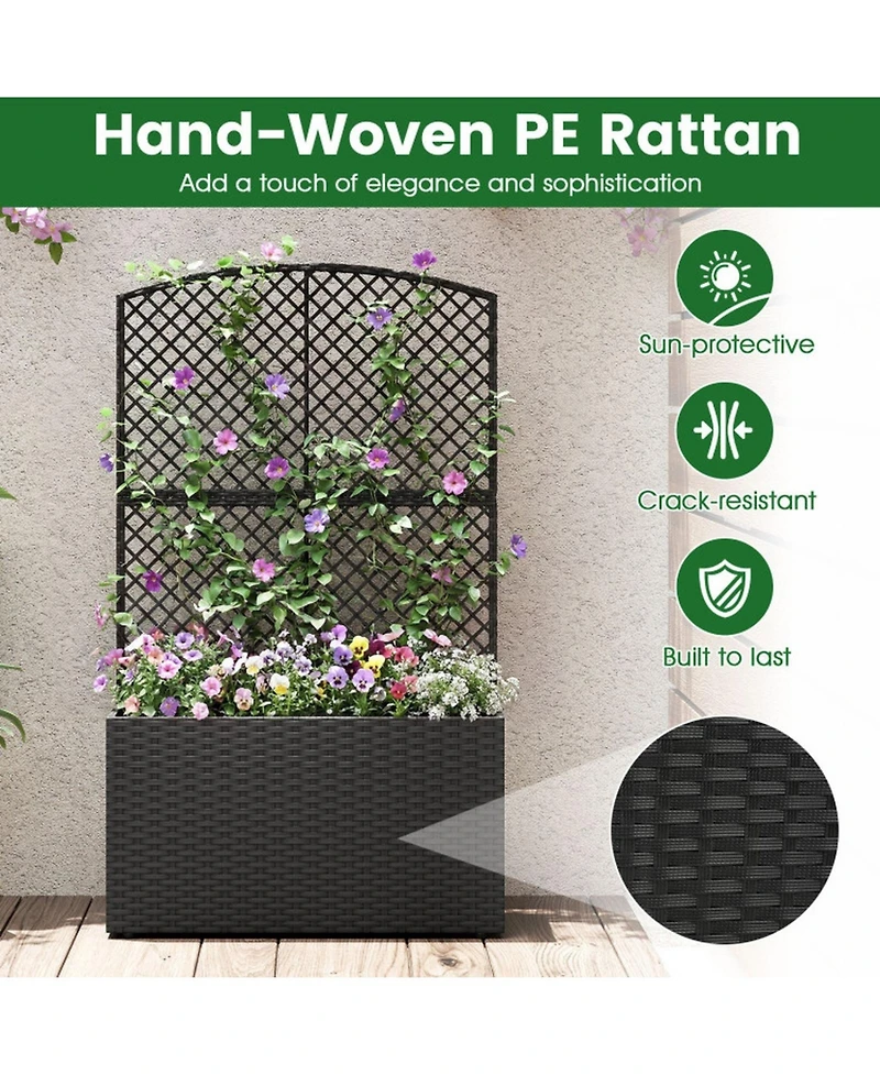 Gouun 49-Inch Raised Garden Bed with Wicker Trellis Planter Box