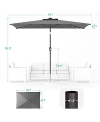 Sonkuki Enhance Your Outdoor Oasis 6x9Feet Led Rectangular Patio Umbrella - Stylish, Durable, And Sun-Protective!