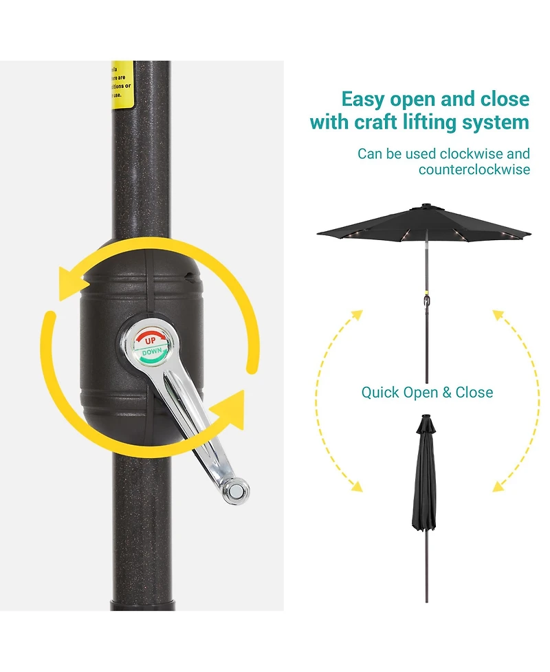 Sonkuki Patio 10Feet Led Market Umbrellas With Solar Lights, Table Umbrella For And Outdoor Tilt Button Deck Pool