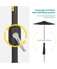 Sonkuki Patio 10Feet Led Market Umbrellas With Solar Lights, Table Umbrella For And Outdoor Tilt Button Deck Pool