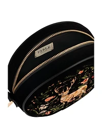 Fable England Aurora Fawn Embroidered Black Circle Bag