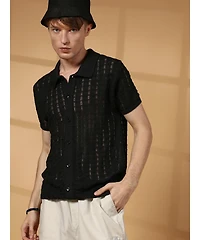 Campus Sutra Men's Spear-Knit Slim-Fit Shirt