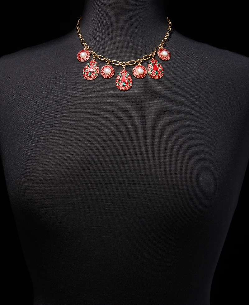 Holiday Lane Teardrop Statement Charm Necklace, 16" + 3" extender, Macy's Exclusive
