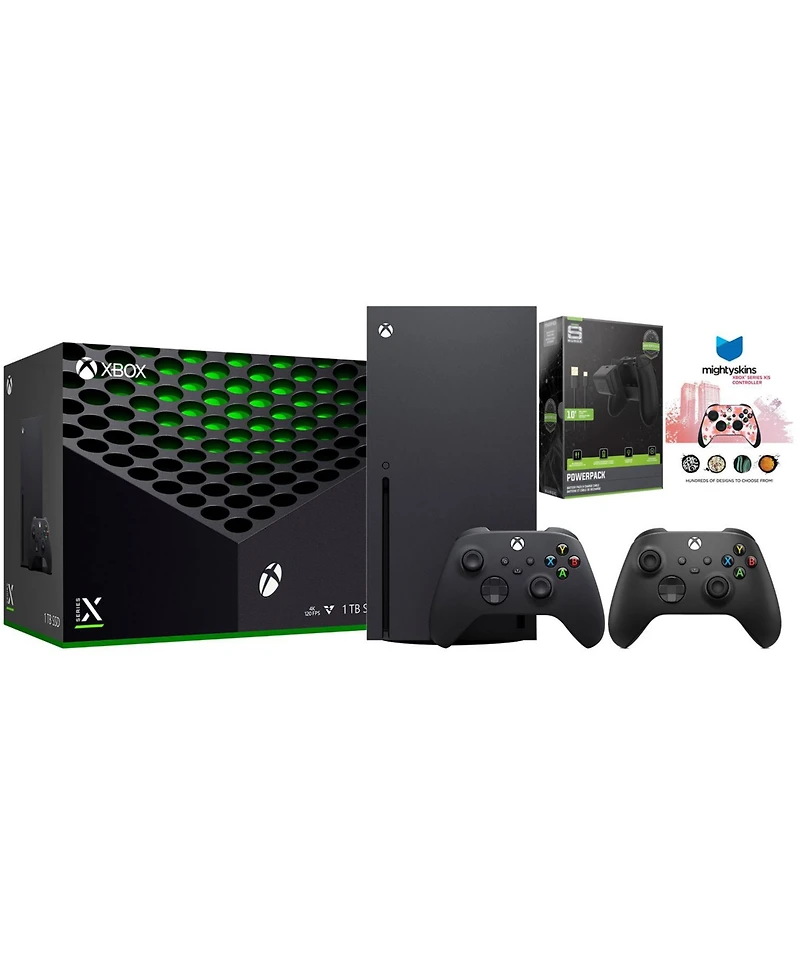 Microsoft Xbox Series X 1TB Disc Console with Extra Controller, Battery Pack and Mighty Skins Code Bundle