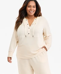 Style & Co Plus LuxLounge Snap-Closure V-Neck Hoodie, Macy's Exclusive