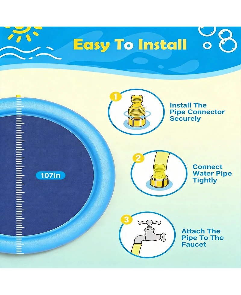 Aofar Dog Splash Pad Sprinkler Play Mat