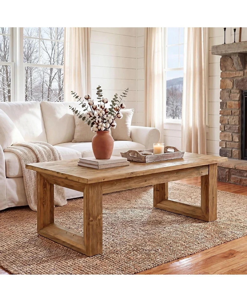 Tribesigns 47.2" Solid Wood Coffee Table, Rectangular Accent Center Cocktail Table with U-Shape Solid Legs