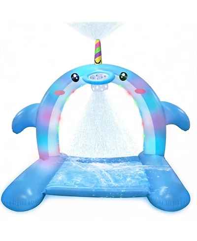 Aofar Inflatable Whale Sprinkler Splash Pad Basketball Led