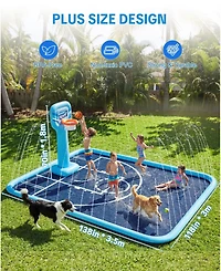 Aofar Splash Pad Sprinkler Basketball Hoop Outdoor Water Fun