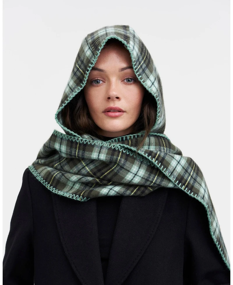 Fable England Women's Check Hooded Scarf