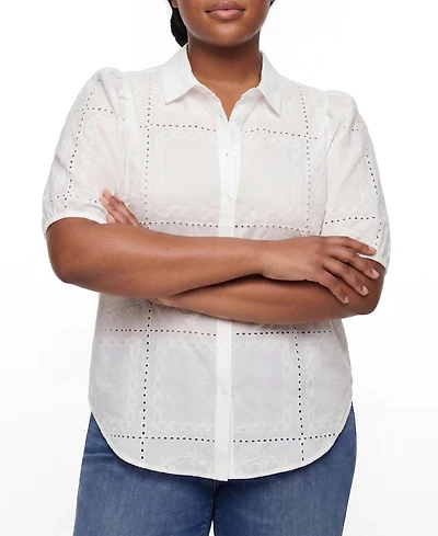 Torrid Plus Belle Isle Eyelet Button Down Shirt