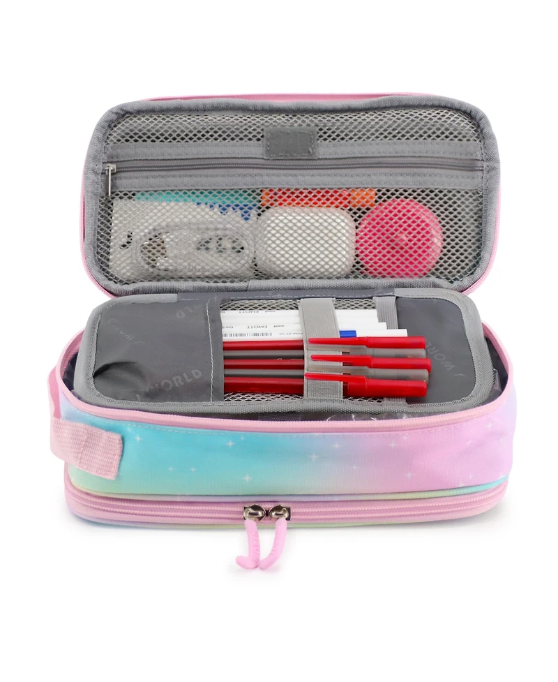 J World Doodle Pencil Case with Organizational Pockets and Handle Strap
