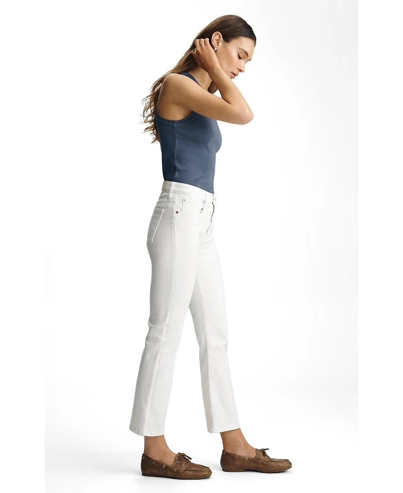 Mavi Jeans Women's Anika Mid Rise Cropped Flare In White Flex Blue