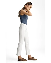 Mavi Jeans Women's Anika Mid Rise Cropped Flare In White Flex Blue