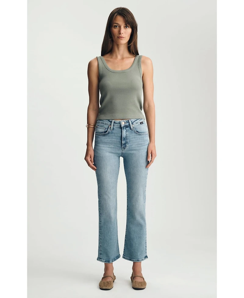Mavi Jeans Women's Anika Mid Rise Cropped Flare Lt Brushed Flex Blue