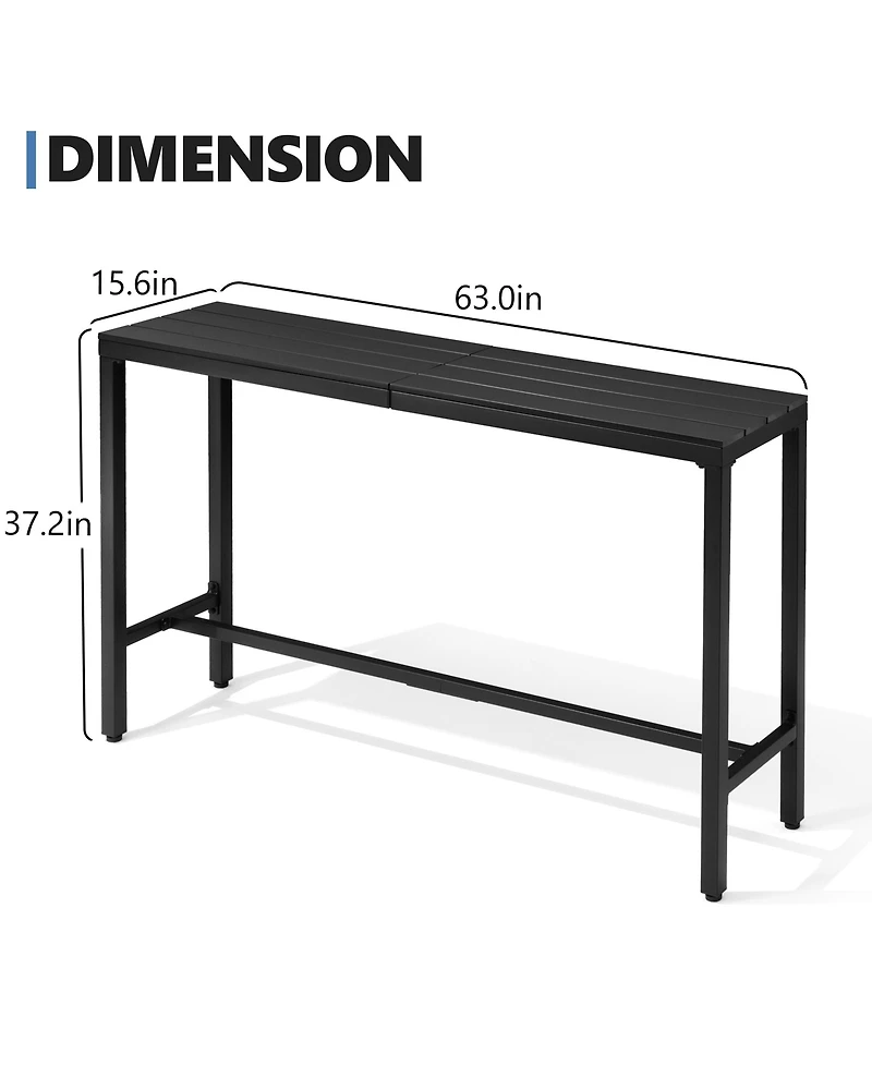 Pellebant Patio Outdoor Bar Table Counter Height Rectangle