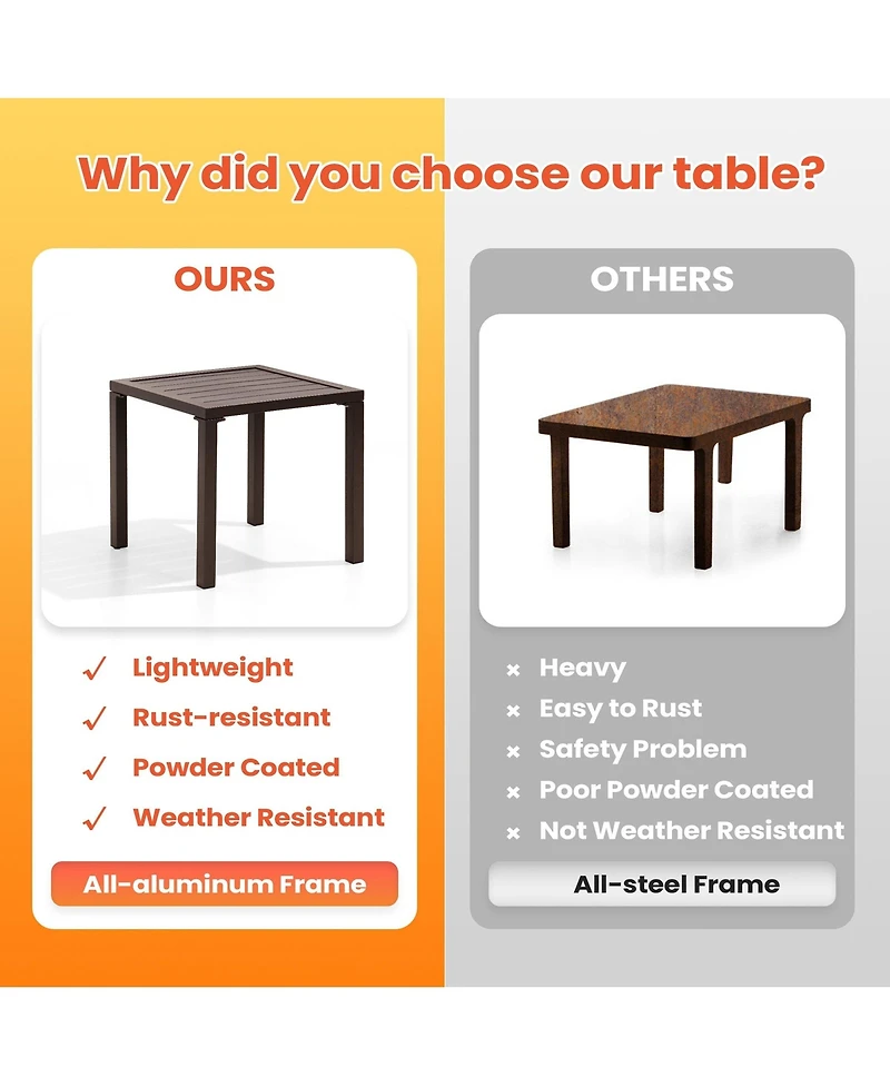 Pellebant Outdoor End Table Aluminum Square Patio Side