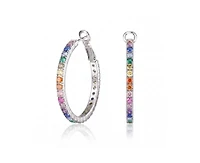 Rachel Glauber Chic White Gold Plated Cz Hinge Hoop Statement Earrings