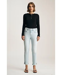 Mavi Jeans Women's Kathleen Mid Rise Boyfriend Bleached Feather Blue