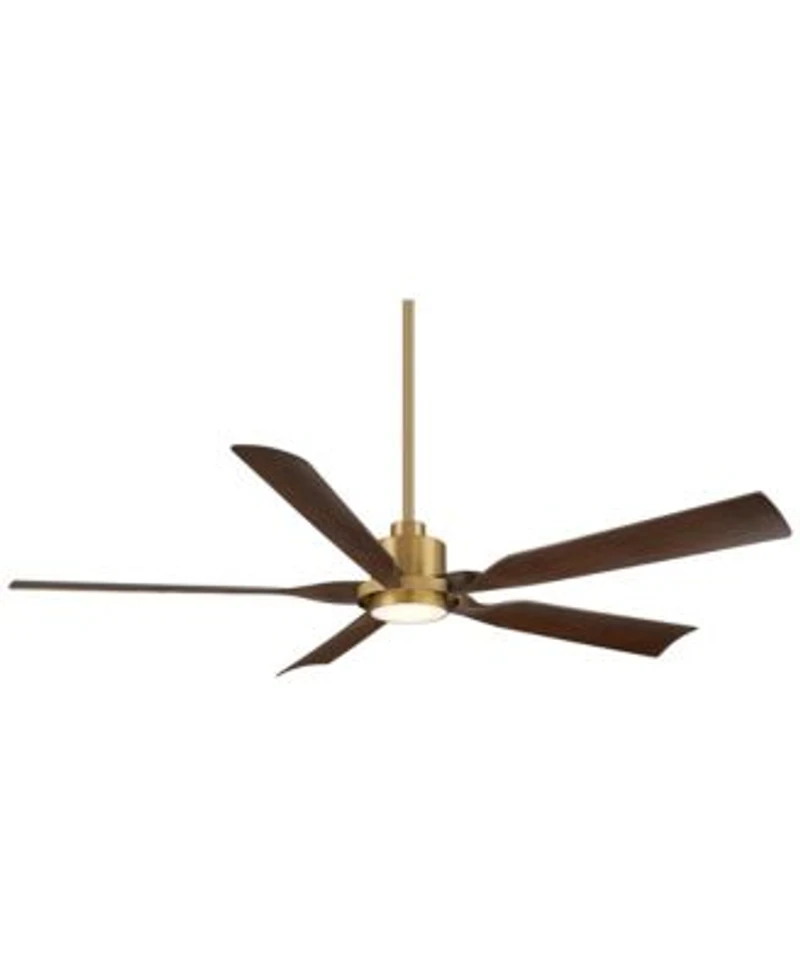 Casa Vieja 60 inch Stonebrook Soft Brass Walnut Damp Led Ceiling Fan