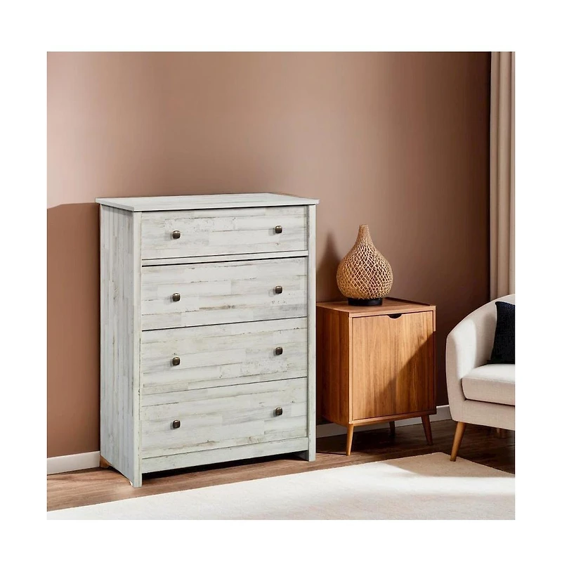 Starlight Canyon Home White 4-Drawer Bedroom Chest for Clothing Storage with Easy Setup Design