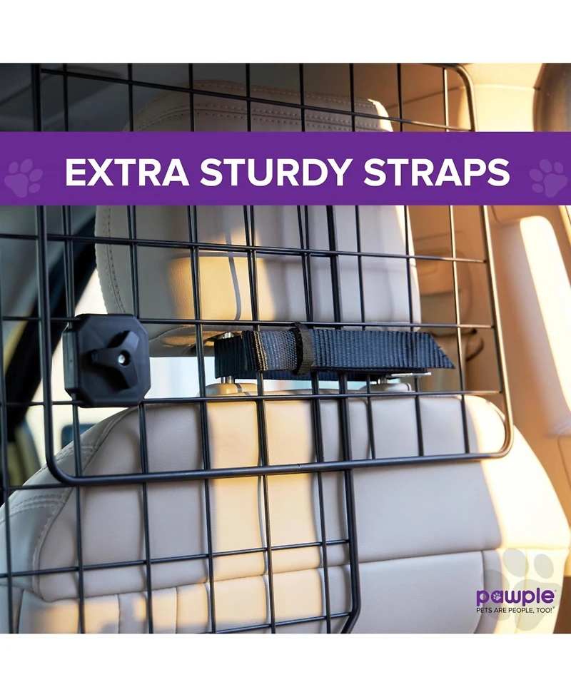 Pawple Adjustable Dog Car Barrier - Heavy-Duty Mesh Pet Divider for SUVs, Cars, Trucks and Vehicles