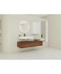 Sillysis Modern Floating Bathroom Vanity with Resin Sink, Three Drawers, Double Wall Mounted Side Cabinets for Ample Storage