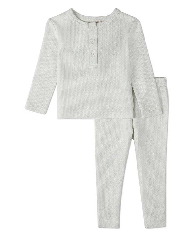 MeMoi Baby Girls 2 Piece 100 percentage Cotton Knit Lounge Set with Allover Abstract Print