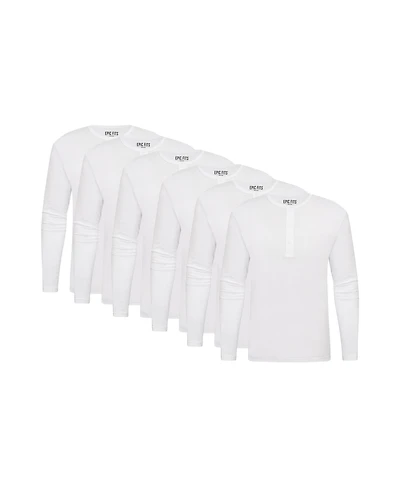 Epic Fits Men's Long Sleeve Henley T-Shirt, 6-Pack