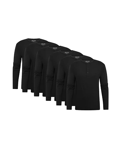 Epic Fits Men's Long Sleeve Henley, 6-Pack