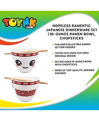 Bowl Bop Hopeless Ramentic Japanese Dinner Set | 16-Ounce Ramen Bowl, Chopsticks