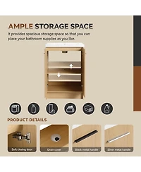 Sillysis 24 Inch Freestanding Bathroom Vanity with Resin Sink, Modern Light Wood Cabinet, Soft-Close Doors and Adjustable Shelf