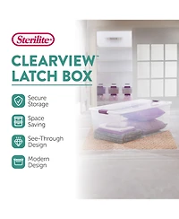 Sterilite 66 Quart Clear Plastic Latching Handle Storage Container Tote, 6 Pack