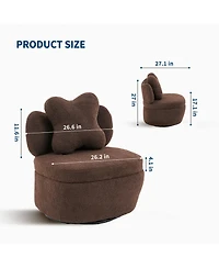 homfan Soft Toy Bear Accent Chair, Boucle Cloud-Shape Armchair for Living Room or Bedroom, Cute Cozy Sofa, Fabric