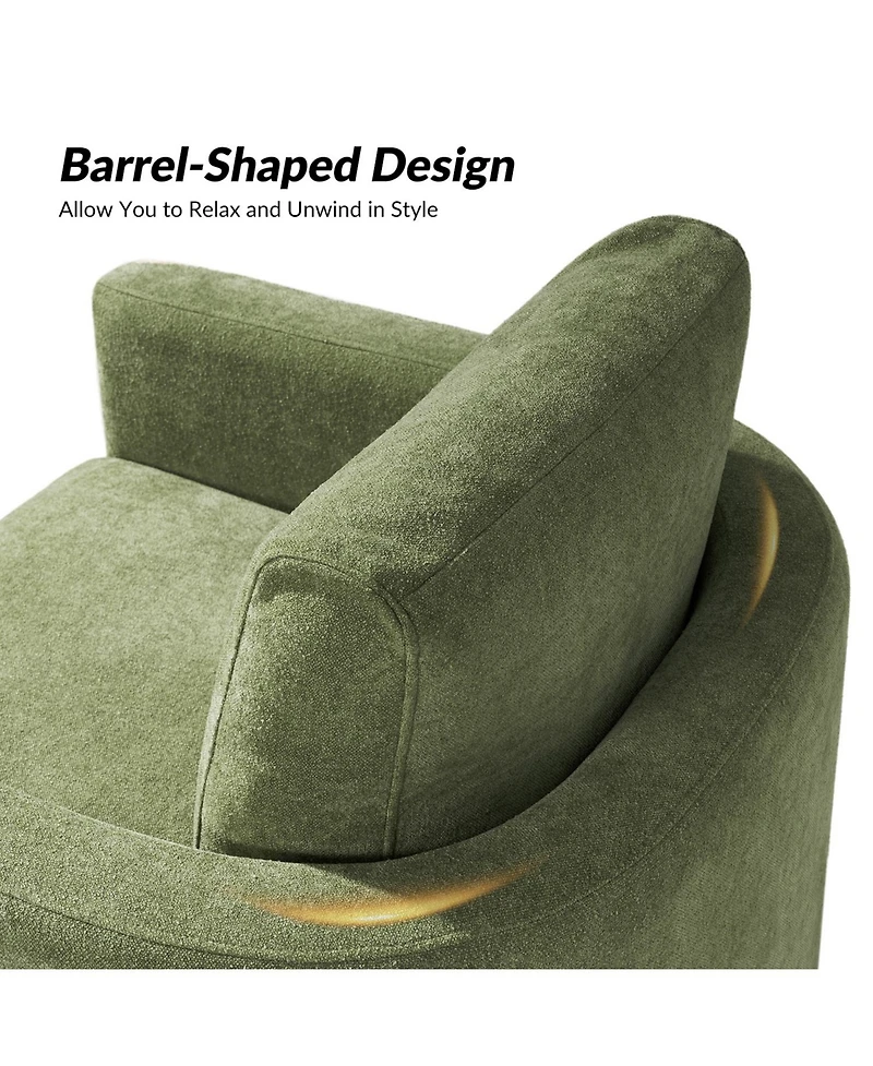 Hulala Home Verdino Modern Down-filled Solid Wood Swivel Barrel Chair