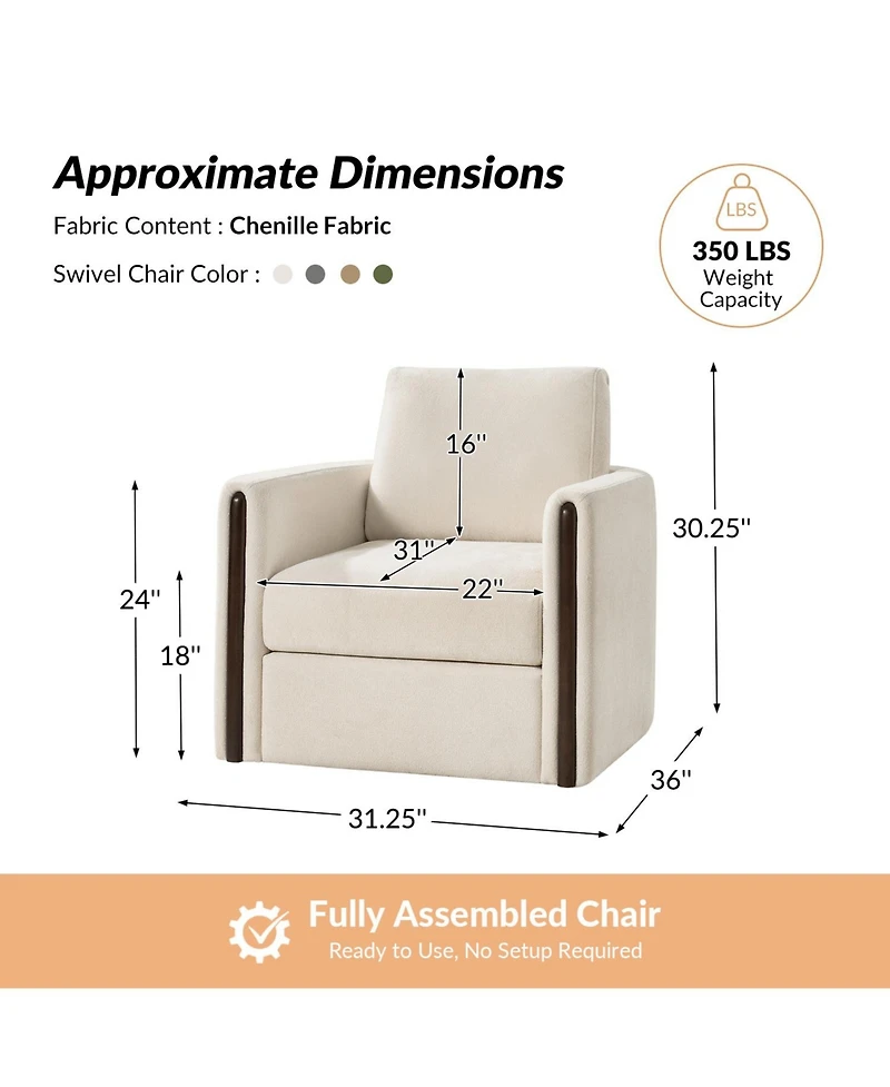 Hulala Home Verdino Modern Down-filled Solid Wood Swivel Barrel Chair