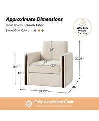 Hulala Home Verdino Modern Down-filled Solid Wood Swivel Barrel Chair
