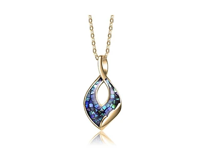 Genevive Elegant 14K Gold Plated Unique Abalone Shell Pendant Necklace