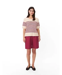 Masai Copenhagen Women's Maflorayne Striped Shot Sleeve Knit Top