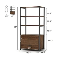 Slickblue Multi-Tier Bookshelf with 2 Drawers for Office, Bedroom, or Living Room
