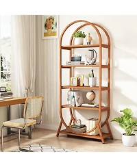 Slickblue Modern 5-Tier Open Bookcase with Arched Shelves