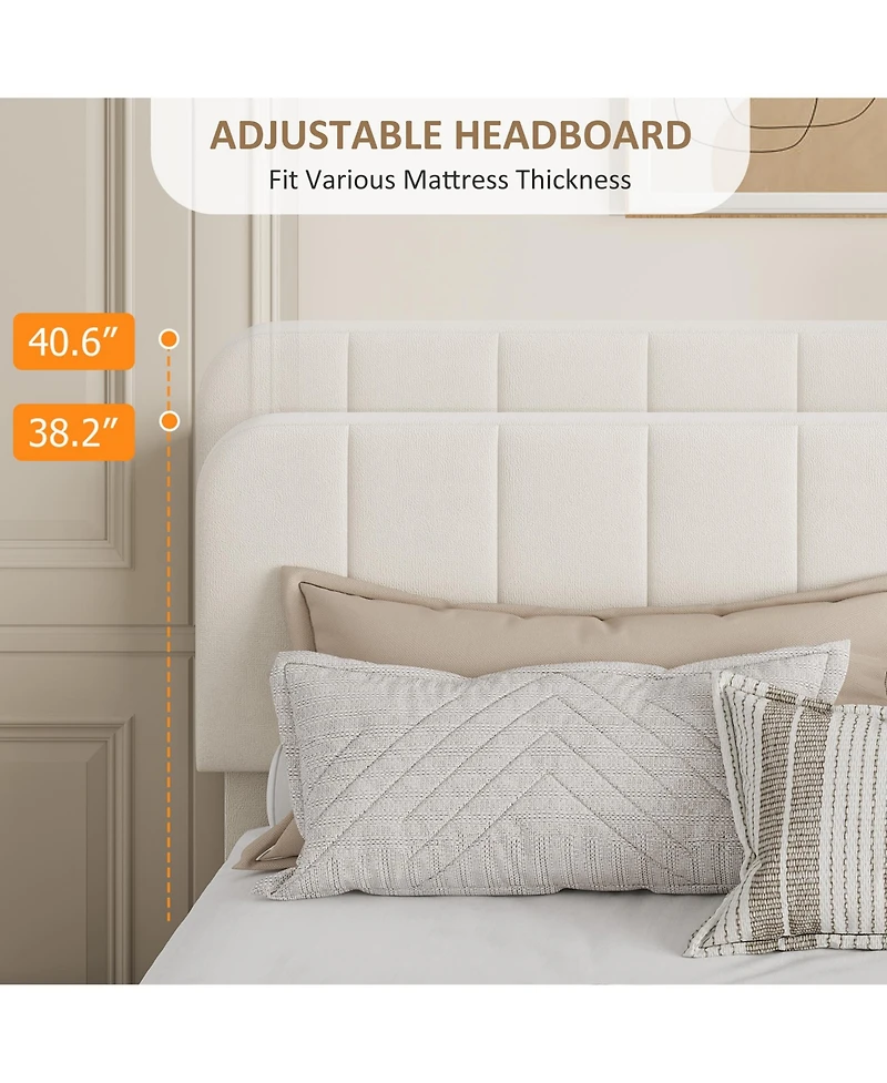 homfan Velvet Platform Bed Frame Channel Tufted Wingback Headboard Upholstered Wood Slats No Box Spring