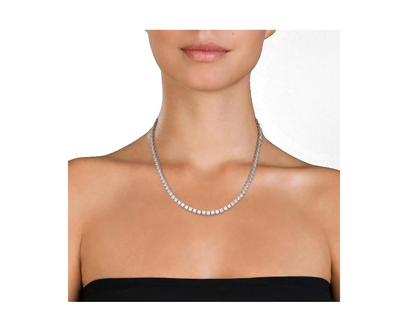 Genevive Elegant White Gold Plated 5MM Round Cz Tennis Necklace