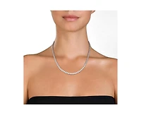 Genevive Elegant White Gold Plated 5MM Round Cz Tennis Necklace