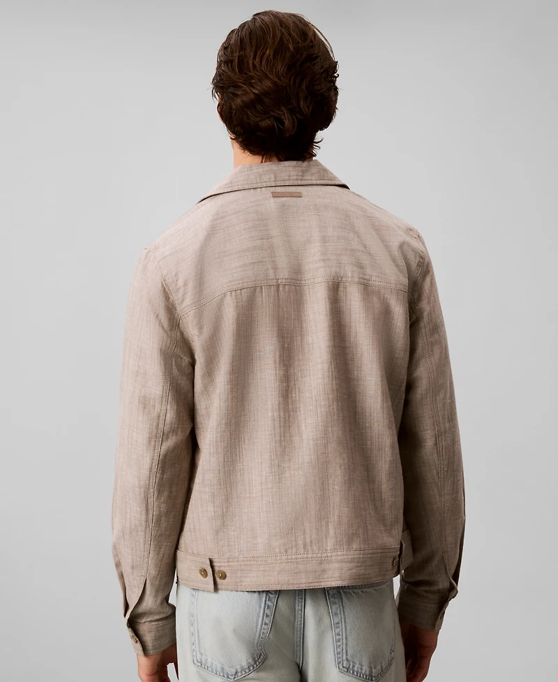 Calvin Klein Men's Linen Blend Shirt Jacket