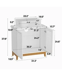 Homsee 2-Door Bathroom Vanity with Sink - 31.5-Inch Wide Modern Cabinet with Integrated Ceramic Basin and Horizontal Stripe Texture