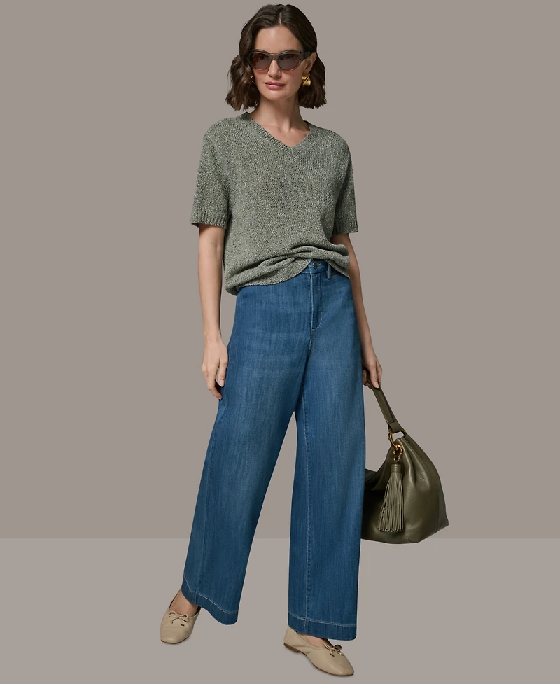 Donna Karan Weekend Women's Short-Sleeve V-Neck Sweater