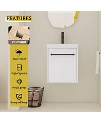 Sillysis Wall Mounted Bathroom Vanity with Ceramic Sink, Soft Close Door, Modern Floating Cabinet for Small Spaces