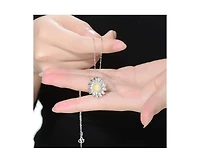 Genevive Unique Sterling Silver Two-Tone Sunflower Cz Pendant Necklace